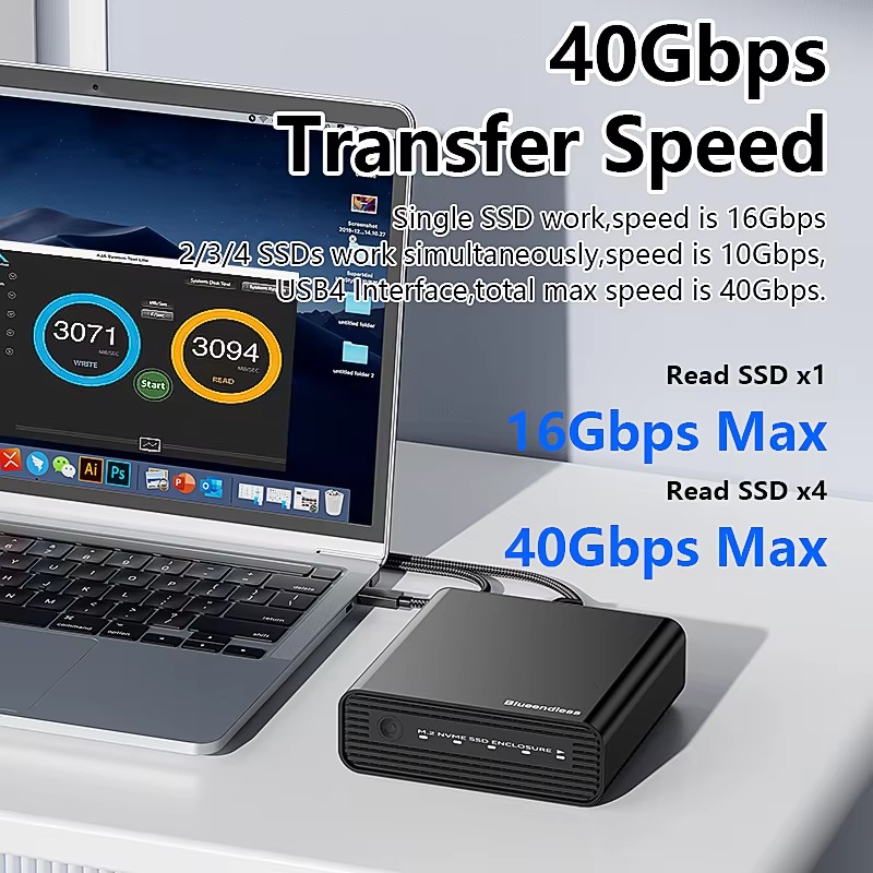 Aluminium M2 4-bay USB4 extern - Case Fan recensie en prijs