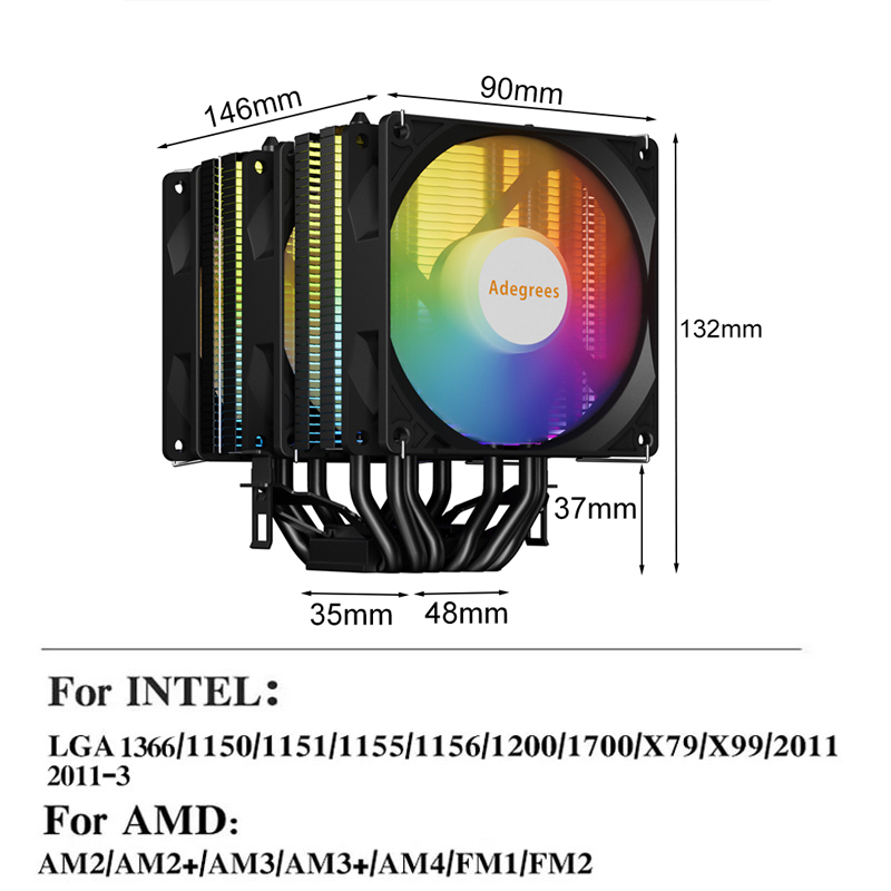 RGB CPU-koeler AM4 6 Heat Pipe - Air Cooler Cpu recensie en prijs